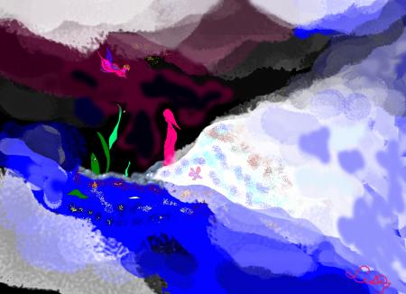 Jeune fille au bord du glacier