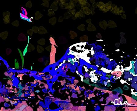 Jeune fille au bord du glacier